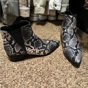 Marc Fisher snake print booties